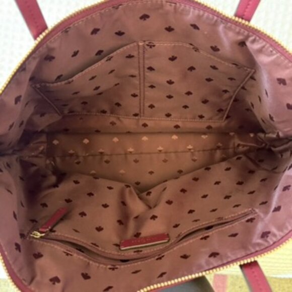 Rare Hayden Kate Spade New York pink and burgundy polka dot tote bag - Picture 5 of 8